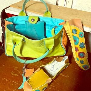 Slip on shoes, pocketbook and Wallet. $25